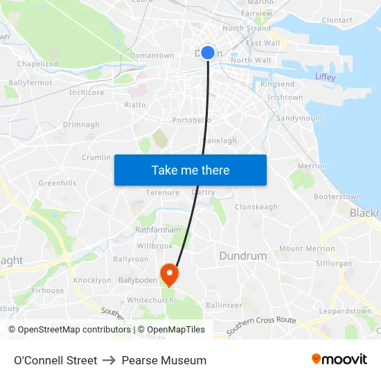 O'Connell Street to Pearse Museum map