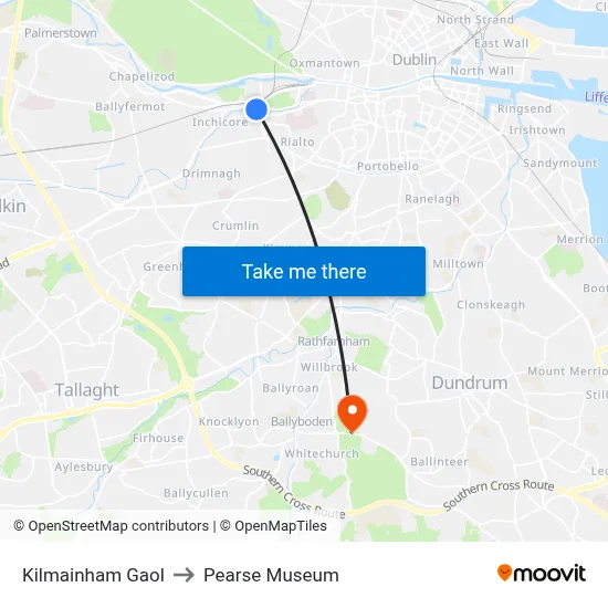Kilmainham Gaol to Pearse Museum map
