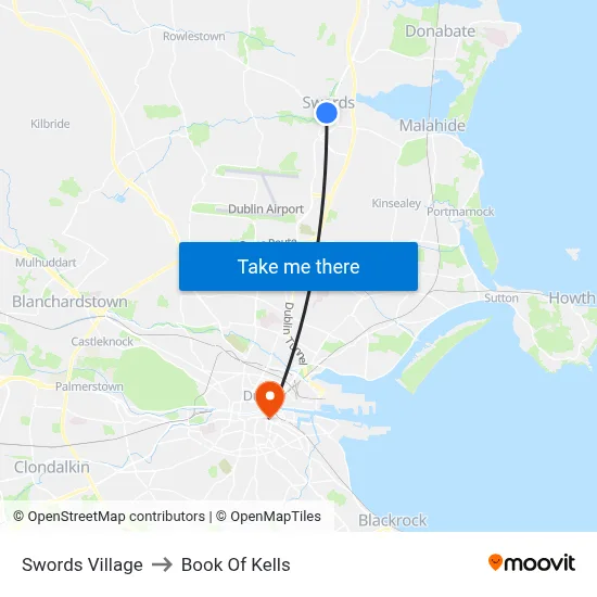 Swords Village to Book Of Kells map