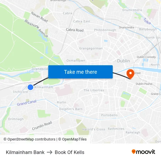 Kilmainham Bank to Book Of Kells map
