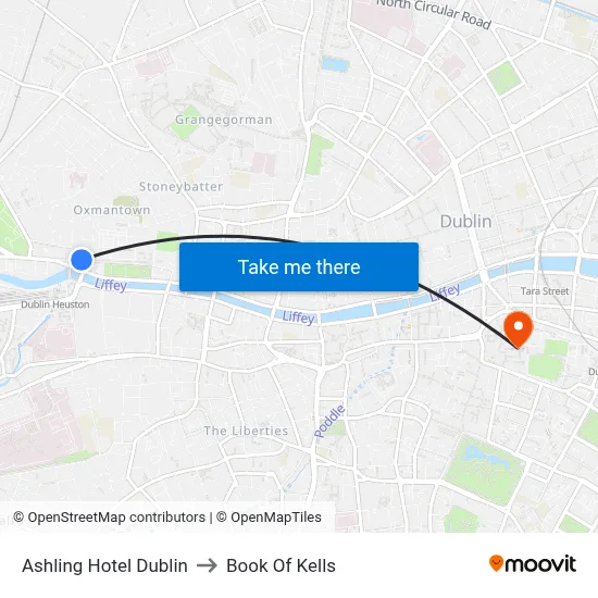 Ashling Hotel Dublin to Book Of Kells map