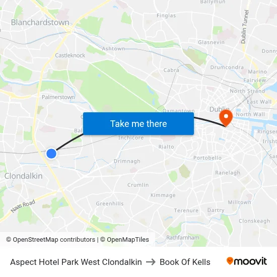 Aspect Hotel Park West Clondalkin to Book Of Kells map