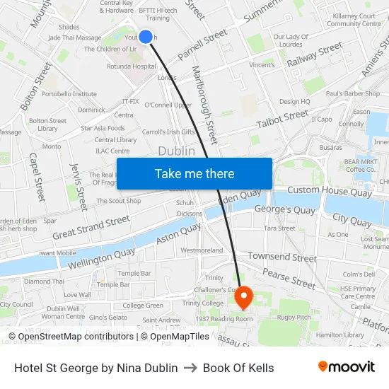 Hotel St George by Nina Dublin to Book Of Kells map