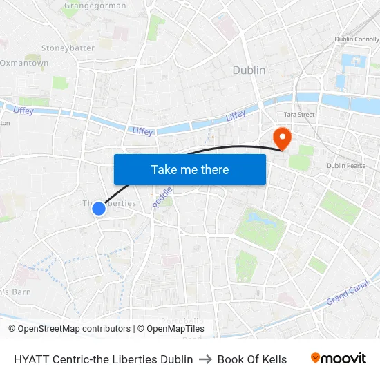 HYATT Centric-the Liberties Dublin to Book Of Kells map