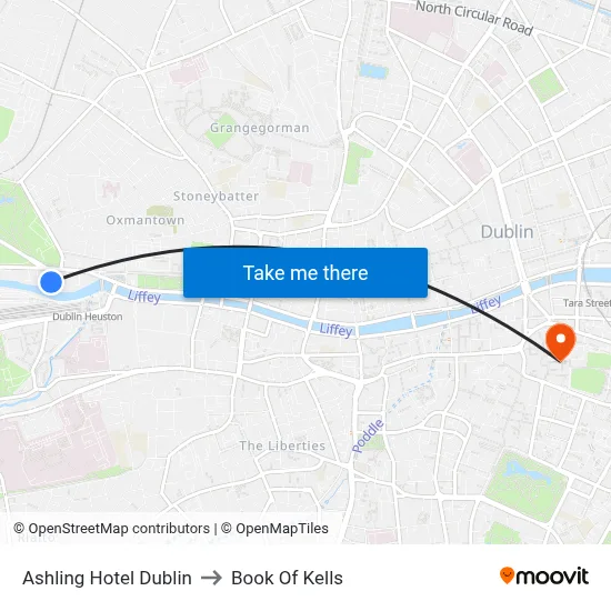 Ashling Hotel Dublin to Book Of Kells map