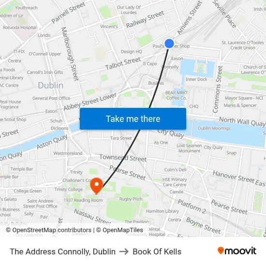 The Address Connolly, Dublin to Book Of Kells map