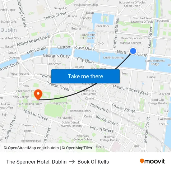 The Spencer Hotel, Dublin to Book Of Kells map