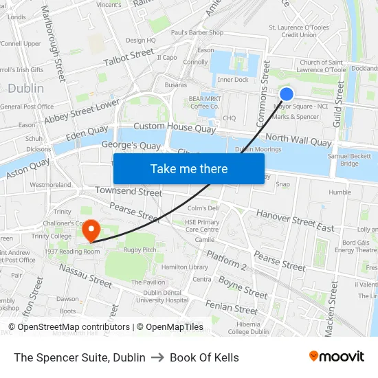 The Spencer Suite, Dublin to Book Of Kells map