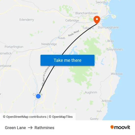 Green Lane to Rathmines map