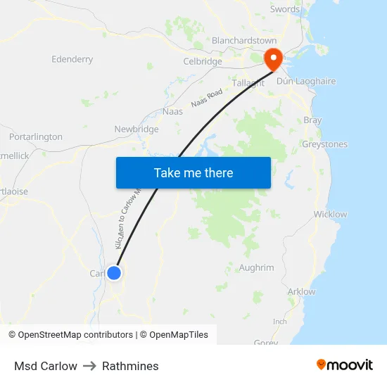 Msd Carlow to Rathmines map