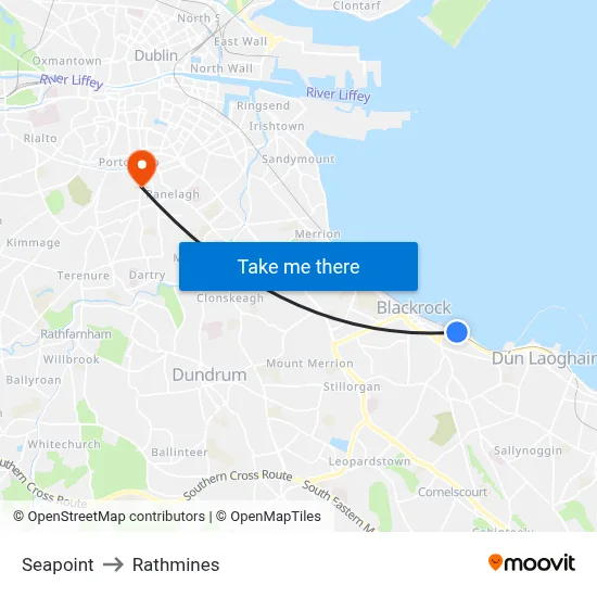 Seapoint to Rathmines map