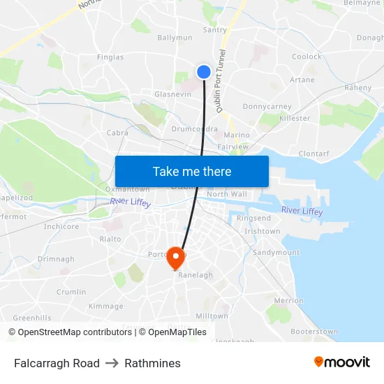 Falcarragh Road to Rathmines map