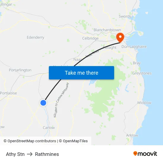Athy Stn to Rathmines map