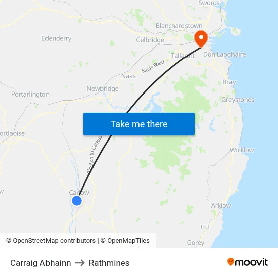 Carraig Abhainn to Rathmines map