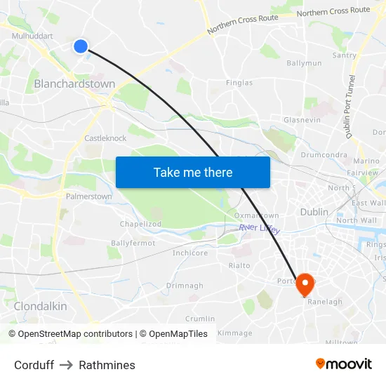 Corduff to Rathmines map