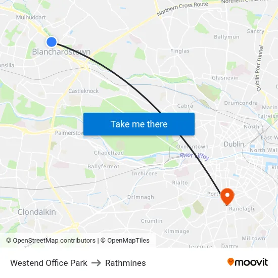 Westend Office Park to Rathmines map