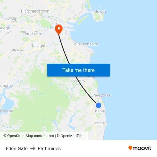 Eden Gate to Rathmines map