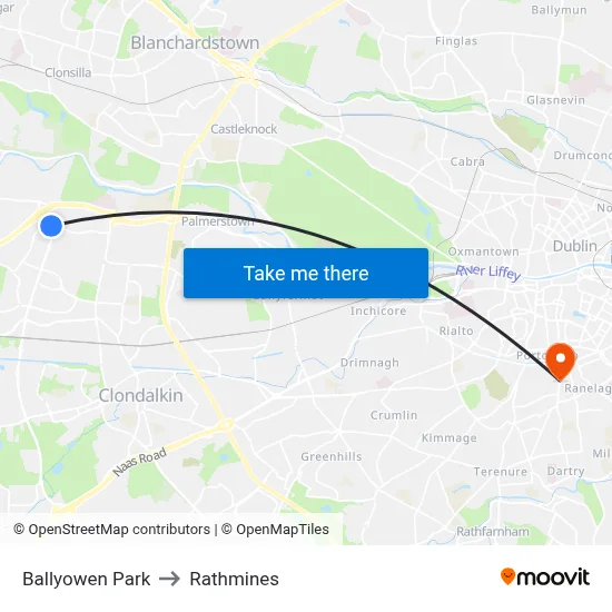 Ballyowen Park to Rathmines map