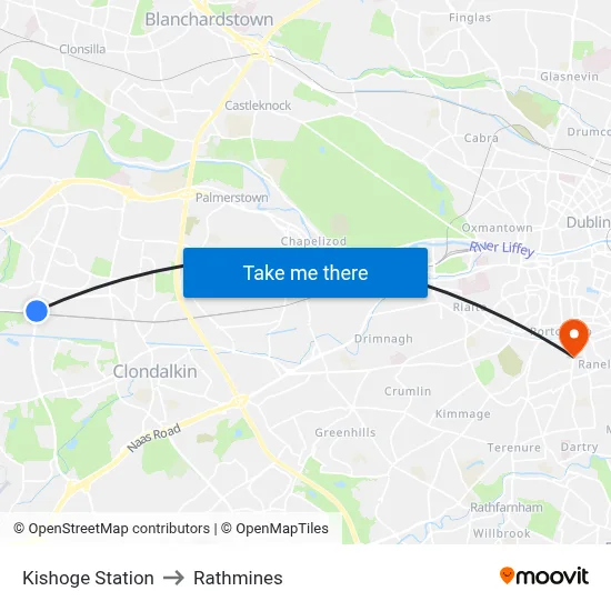 Kishoge Station to Rathmines map