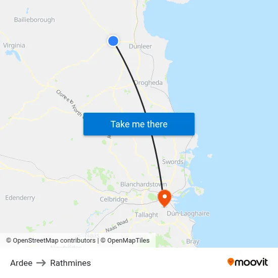 Ardee to Rathmines map