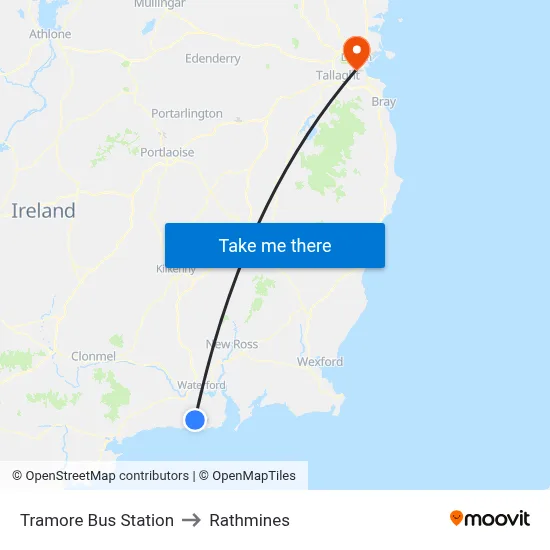 Tramore Bus Station to Rathmines map