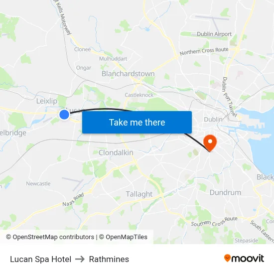 Lucan Spa Hotel to Rathmines map