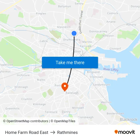 Home Farm Road East to Rathmines map