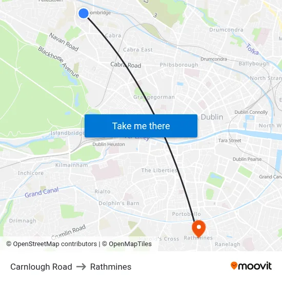 Carnlough Road to Rathmines map