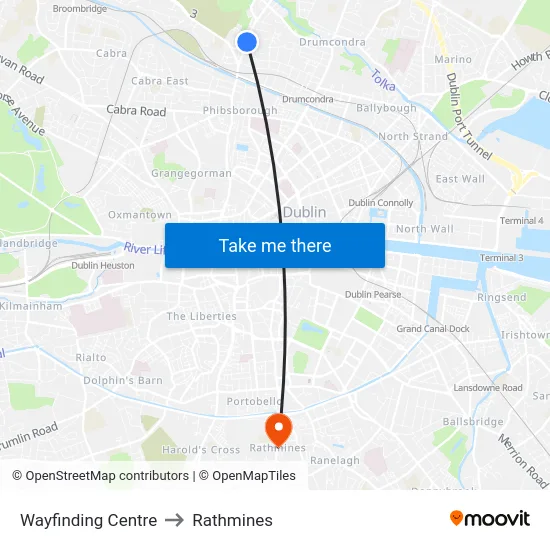 Wayfinding Centre to Rathmines map