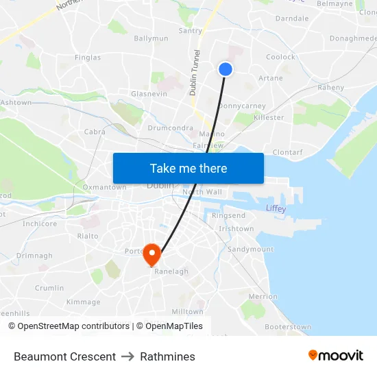 Beaumont Crescent to Rathmines map