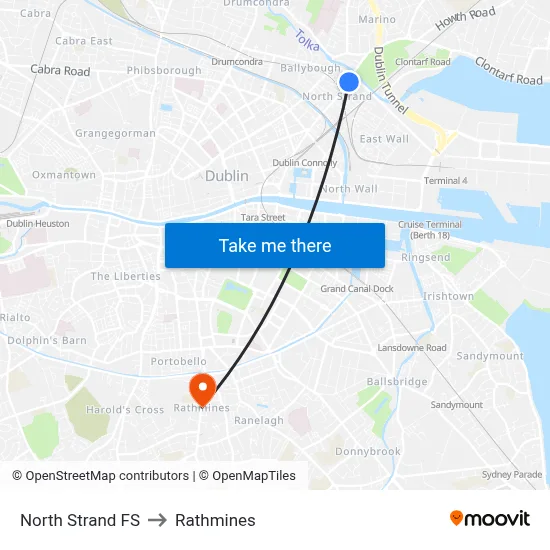 North Strand FS to Rathmines map