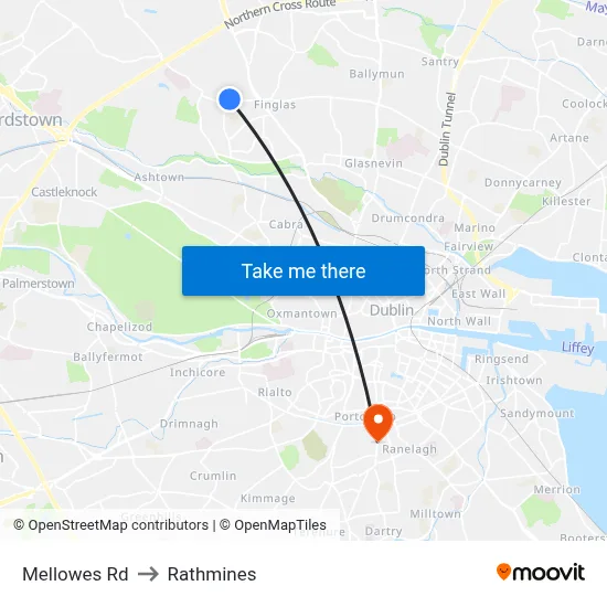 Mellowes Rd to Rathmines map