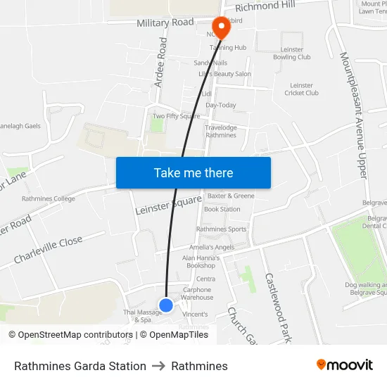 Rathmines Garda Station to Rathmines map