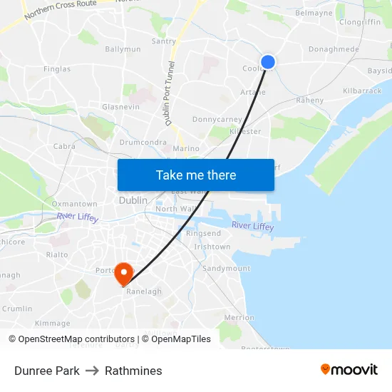 Dunree Park to Rathmines map