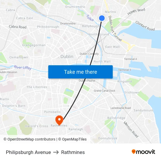Philipsburgh Avenue to Rathmines map