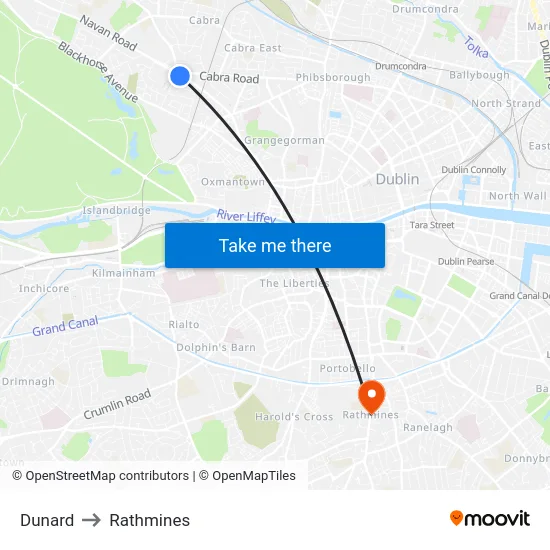 Dunard to Rathmines map