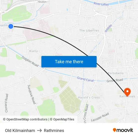 Old Kilmainham to Rathmines map
