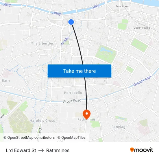 Lrd Edward St to Rathmines map