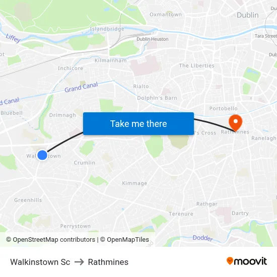 Walkinstown Sc to Rathmines map