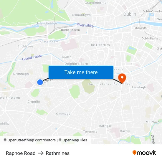 Raphoe Road to Rathmines map