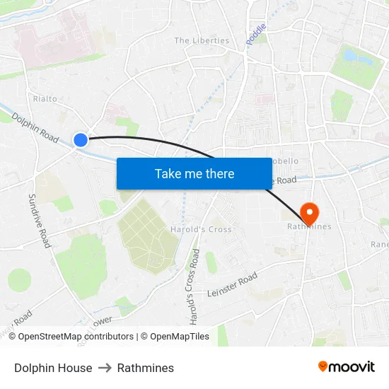 Dolphin House to Rathmines map