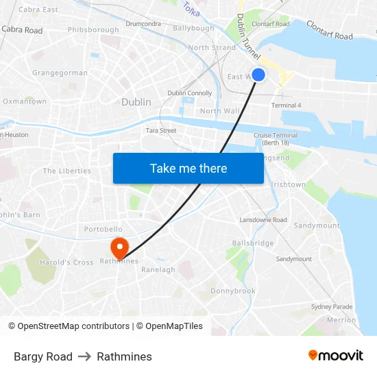 Bargy Road to Rathmines map