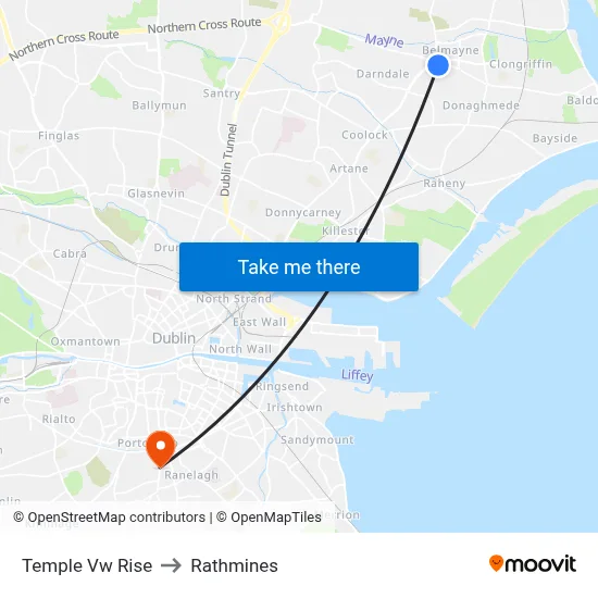 Temple Vw Rise to Rathmines map