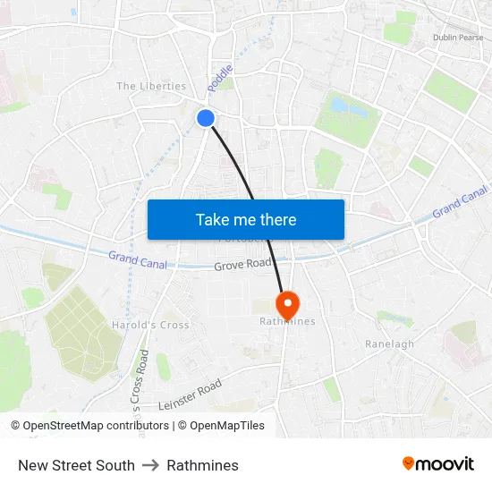 New Street South to Rathmines map