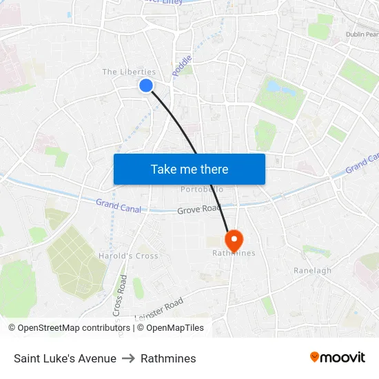 Saint Luke's Avenue to Rathmines map