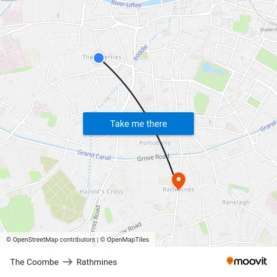 The Coombe to Rathmines map