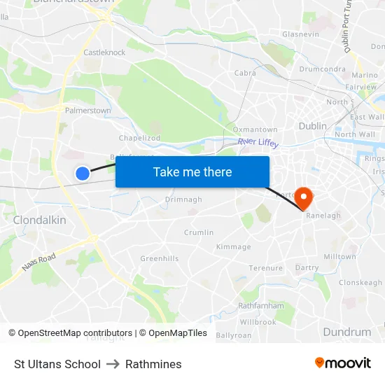 St Ultans School to Rathmines map