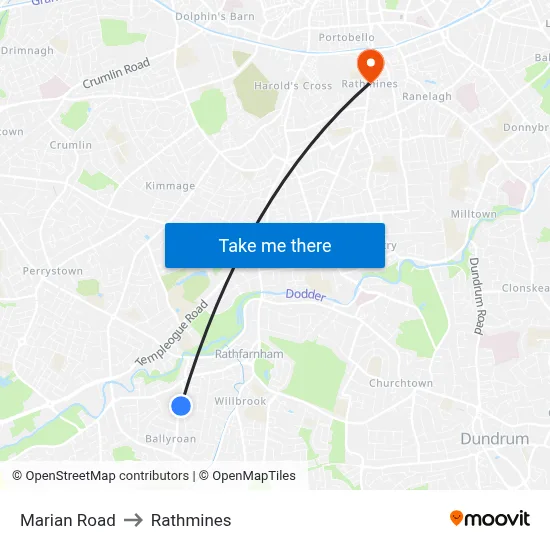 Marian Road to Rathmines map