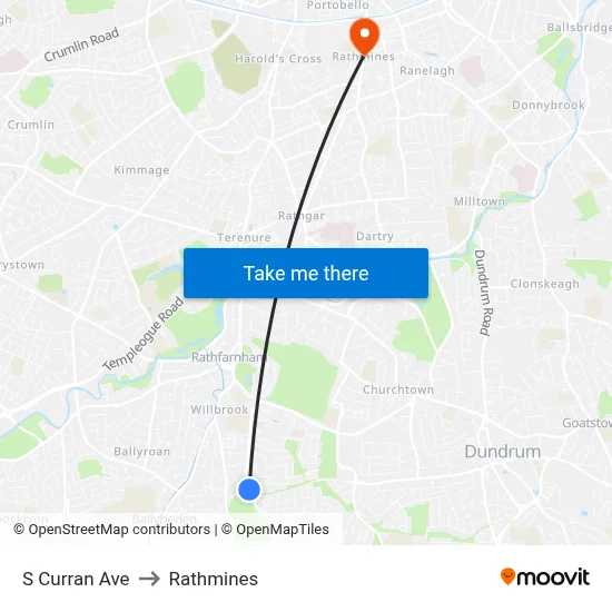 S Curran Ave to Rathmines map