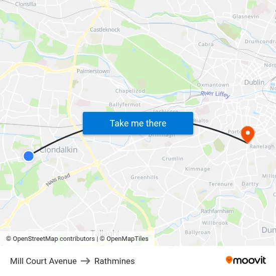 Mill Court Avenue to Rathmines map